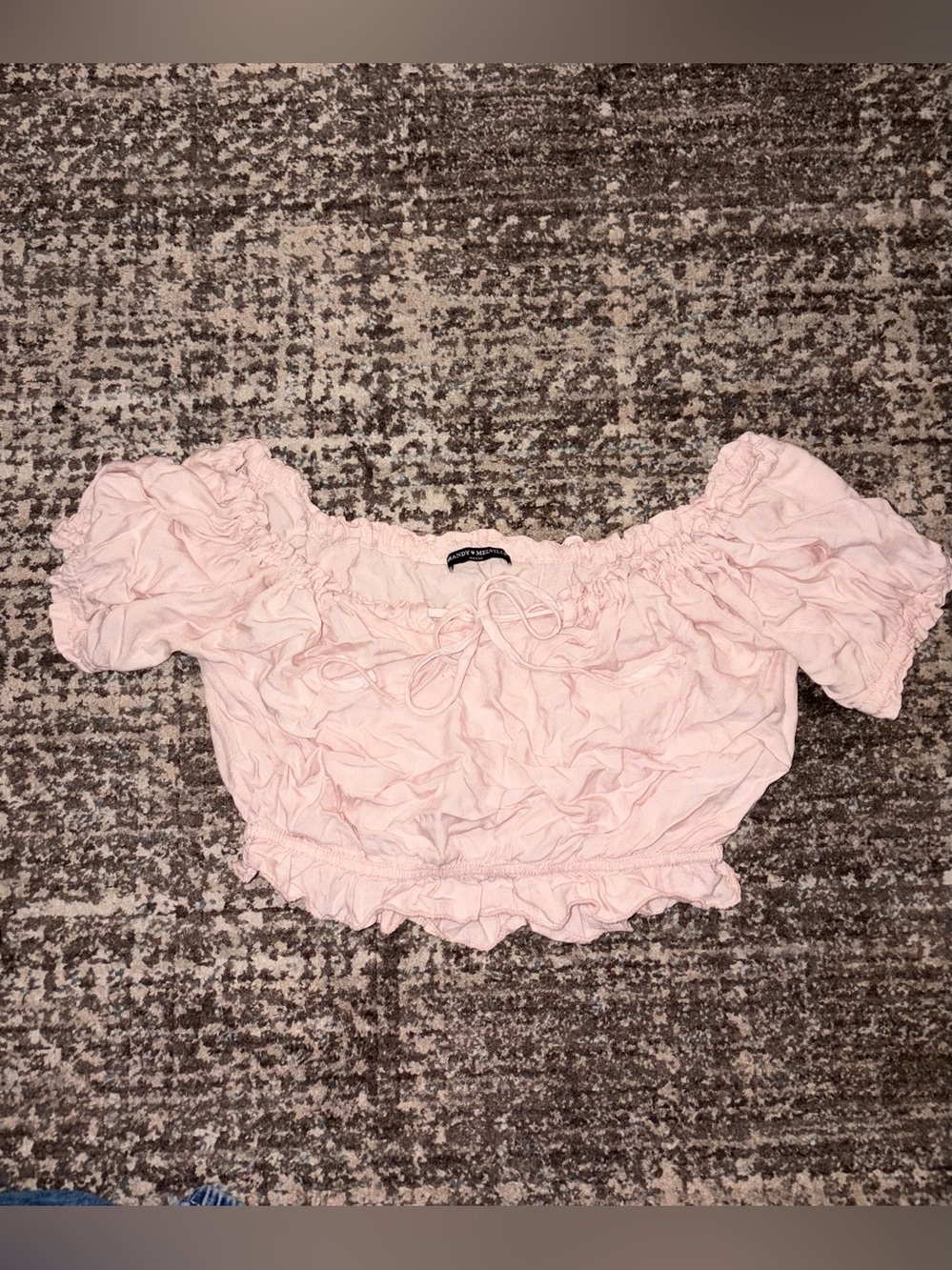 Brandy Melville Pink Off-Shoulder Crop Top — One Size